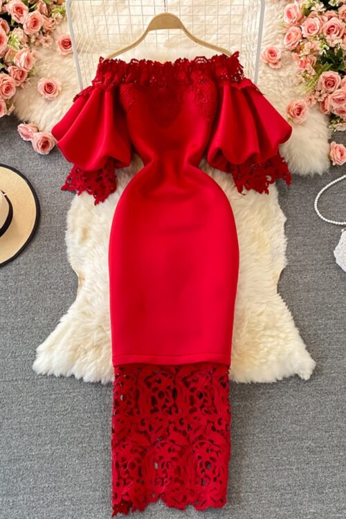 Women Sexy Hollow Out Lace Bodycon Long Dress 2023 Summer Fashion Outfits