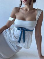 Sexy Hollow Out Satin Tank Tops Women Backless Bandage Summer Cropped Top
