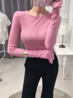Sexy Shirt Women T-Shirt Long Sleeve Korean Style Slim Basic Elasticity Tshirt Top
