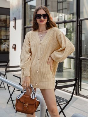 Simplee-Casual-long-knitted-cardigan-female-autumn-winter-Loose-lantern-sleeve-sweater-cardigan-Basic-white-button-1