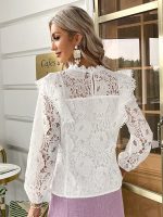 Women Elegant White Lace Blouse 2023 Summer Fashion Outfits Trends