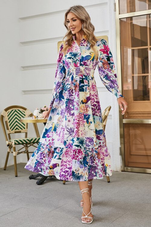 Puff Sleeve Print Women Shirt Dress Boho 2023 Summer Fashion Outfits Trends