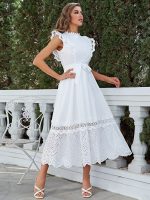 Women Elegant White Lace Dress 2023 Summer Fashion Outfits Trends