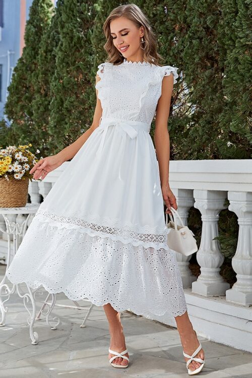 Women Elegant White Lace Dress 2023 Summer Fashion Outfits Trends