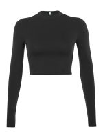 Women Solid Basic Long Sleeve Crop T-Shirt 2023 Spring Summer Outfits