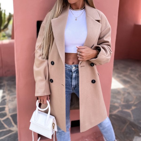 Spring Autumn Trench Coat Woman New Double-Breasted Mid-Long Women Trench Coat
