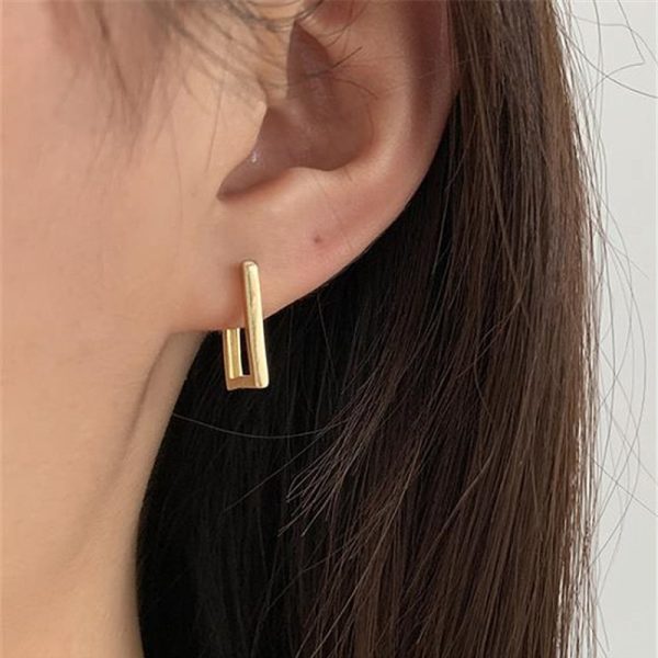 Square Geometric Earrings For Women Rectangular Gold Color Metal Earrings 2021 New Trendy Jewelry Gifts