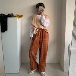 Women Plaid Casual Straight Trousers for Male/Female 2023 Summer Fashion Outfits