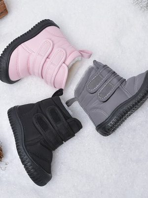 Winter Baby Snow Boots Children Waterproof Upper Cloth Boots Boys Gilrs High-top Warm Cotton Shoes Kids Thick Velvets Boots