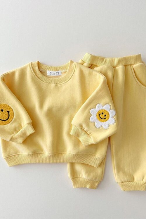 Baby Girl Boy Set Embroidery Thicken Fleece Sweatshirt + Pant