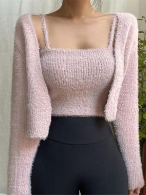 Women Spring Long Sleeve Cropped Knitted Sweater 2023 Spring Outfits