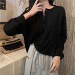 Women's Long Short Sleeve Slim Knitted Loose Pullover 2023 Spring Outfits