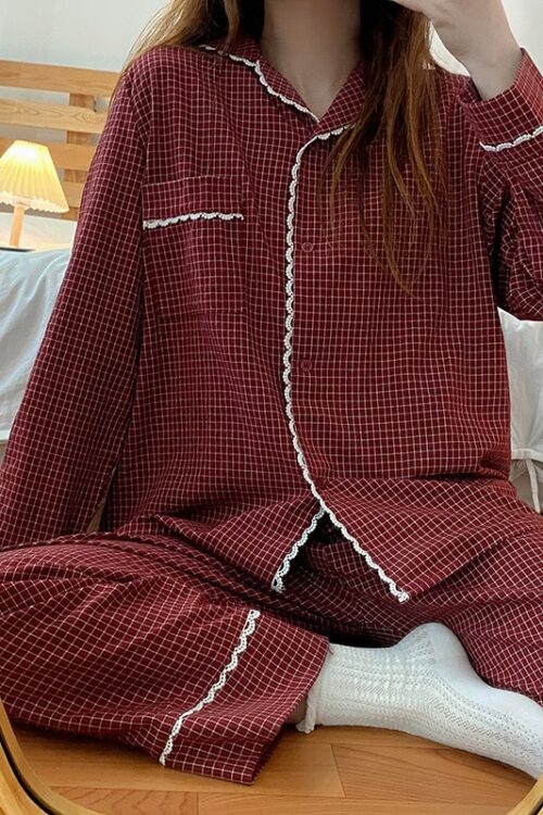 Women’s Casual Lovely Plaid Sleepwear 2023 Spring Outfits