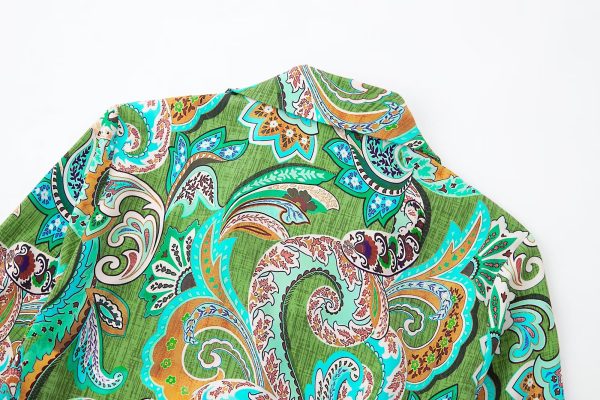 Early Spring Graceful Fashionable Printed Silk Satin Textured Long Sleeve Shirt
