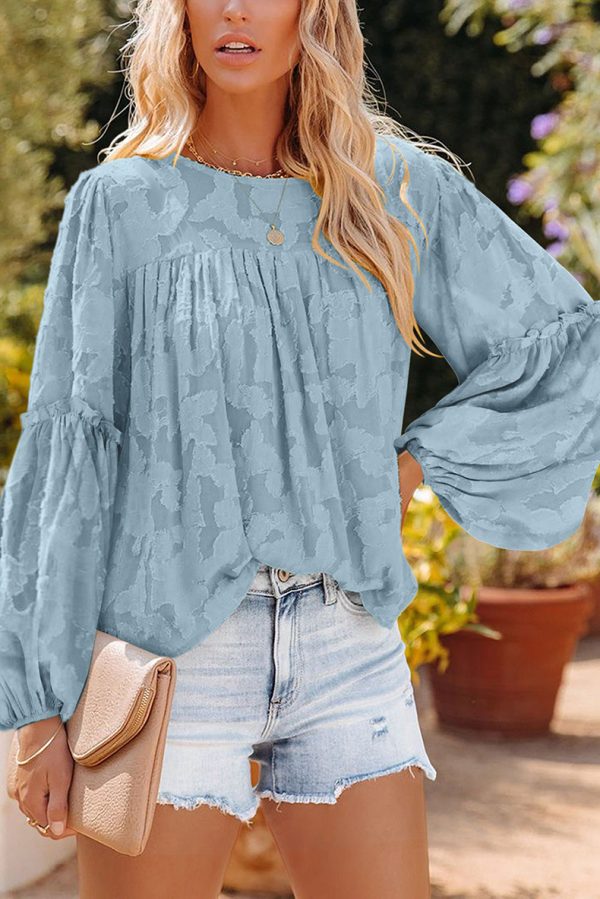 Spring Autumn Chiffon Shirt Lantern Sleeve Little-Girl Clothes Lace Hollow Out Cutout-out Blouse Women Shirt