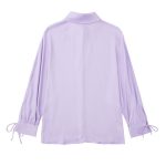 French Lightly Mature Bow Silk Satin Shirt Casual Women Clothing Early Autumn High Grade Top