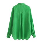 Fall Women Clothing Polo Collar Solid Color All Matching Slit Hemline at Hem Long Sleeve Shirt Top Women