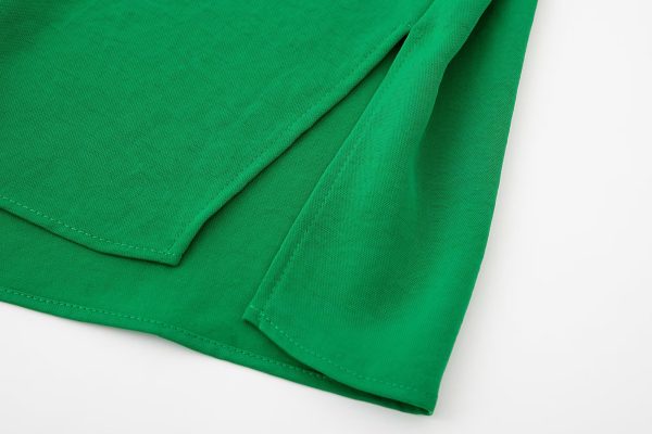 Fall Women Clothing Long Sleeved Green Drape Shirt