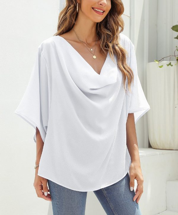 Summer Women Half Sleeve Solid Color Loose Fitting Plus Size Shirt Top Women