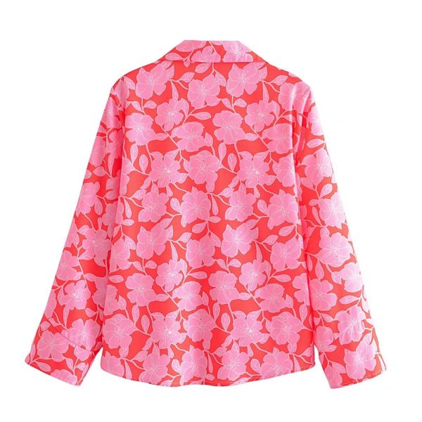 Summer Women Collared Floral Print Casual Shirts