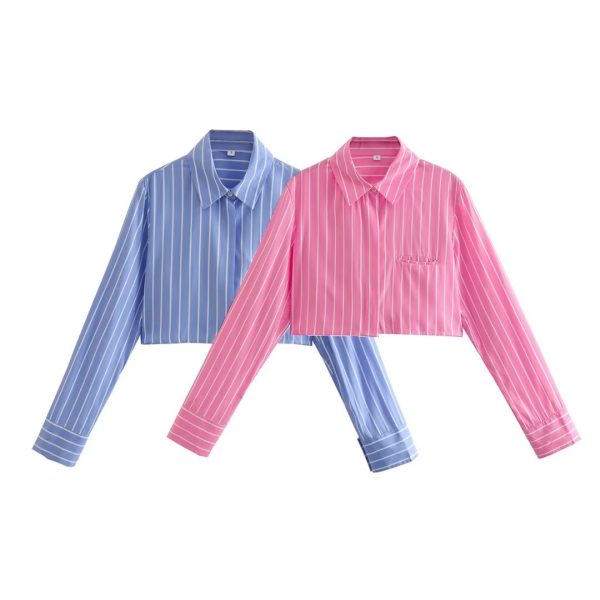 Two Color Striped Short Shirt