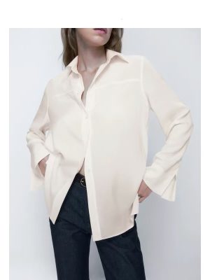 Summer Women Clothing Simple Long Sleeve Slim Casual Single Breasted Shirt