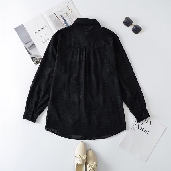 Fall Loose Original Jacquard Collared Shirt Fluffy Elegant Outfit Women