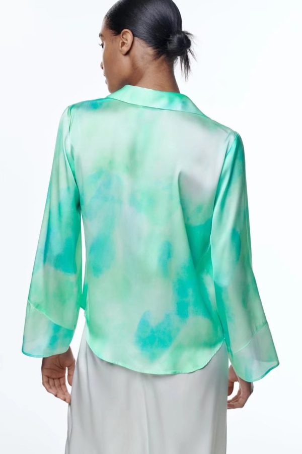 Summer Women Clothing Slimming Tie Dyed Loose Draping Shirt for Women