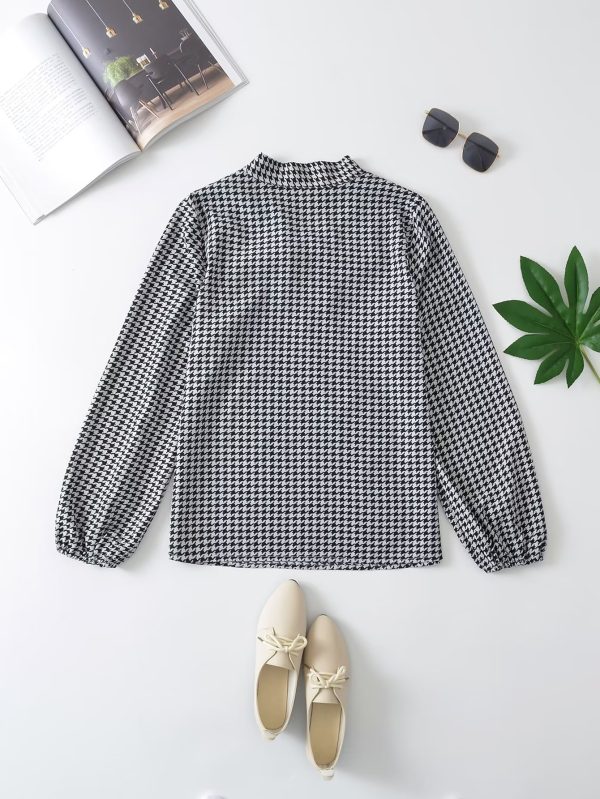 Bow Black White Plaid Fleece Shirt Women Long Sleeve Warm Winter Fresh Student Shirt