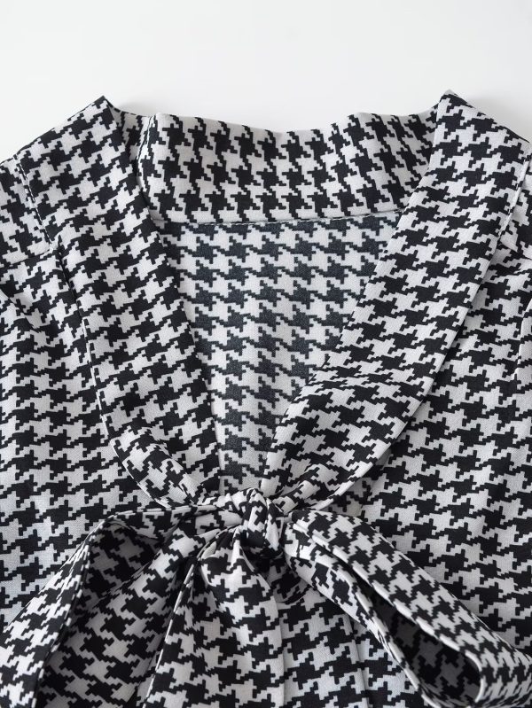 Bow Black White Plaid Fleece Shirt Women Long Sleeve Warm Winter Fresh Student Shirt