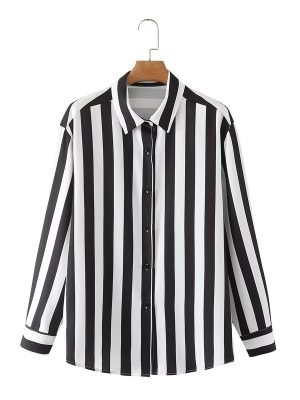 Striped Shirt for Women Spring Retro Niche Top Shirt