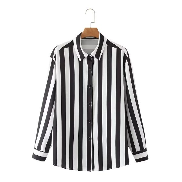 Striped Shirt for Women Spring Retro Niche Top Shirt