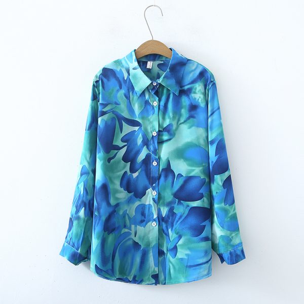 Women Spring Fall Regular Printed Casual Collared Long Sleeve Shirts