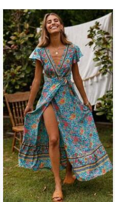 Summer Casual Holiday Floral Print Dress Sexy Dress Women Clothing