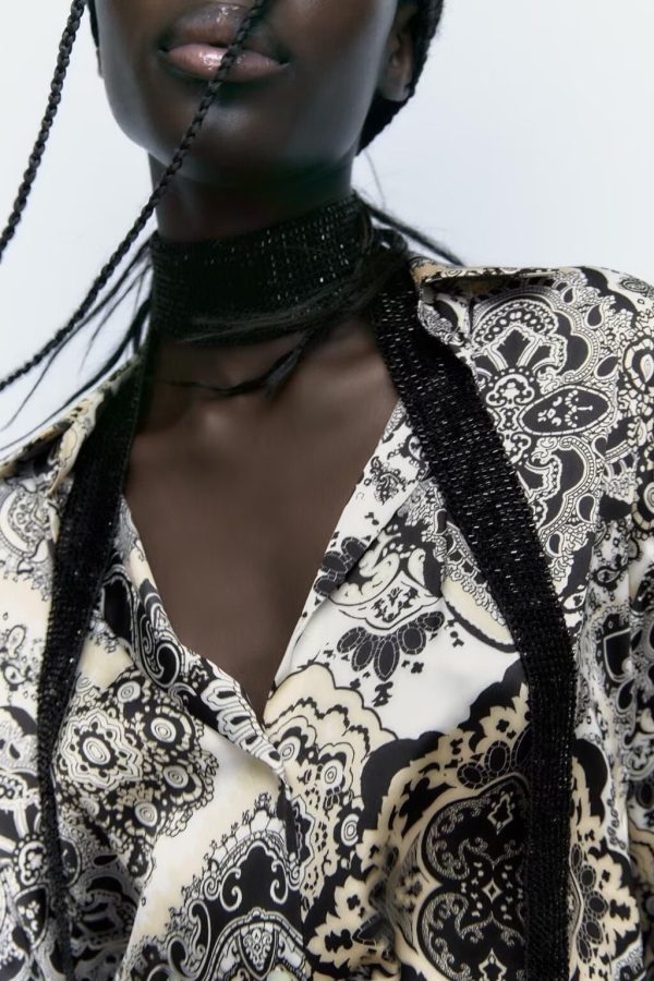 Fall Women Clothing Wild Slimming Silk Satin Texture Long Sleeve Vertical Shirt