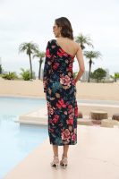 Women  Clothing Summer Sexy Backless Lace up Romantic Floral Slit Dress Long Dress