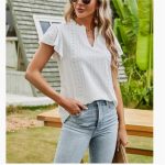 Summer Women Clothes Double Layer Ruffled Cutout Out Long Short Sleeve Women Casual