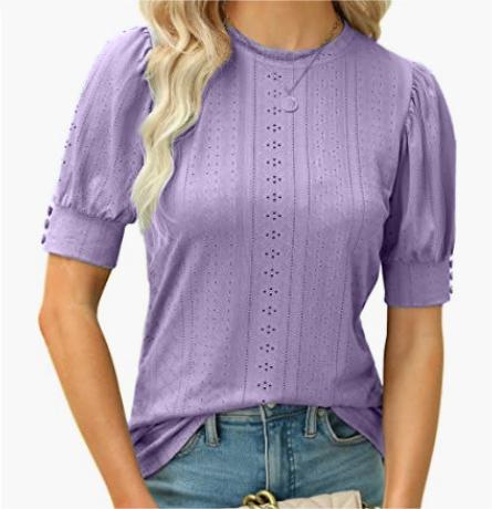 Women Clothing Women Casual Top Short Puff Sleeve Cute Shirt Loose