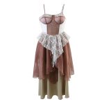 Design Chest Pad Lace Edge Cascading Holiday Summer Trendy Women Dress