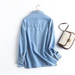 Blue Denim Shacket Women Spring Retro Fashionable Loose Slimming Small Long Sleeved Top