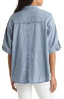Popular Short Sleeved Shirt Spring Summer Washed Distressed Casual Denim Top