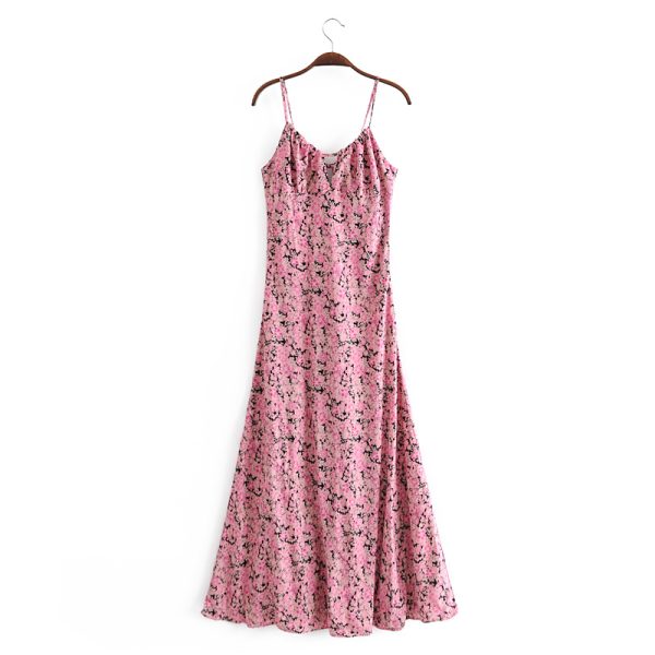 Sexy Niche Design Dress Pink Print Long Dress