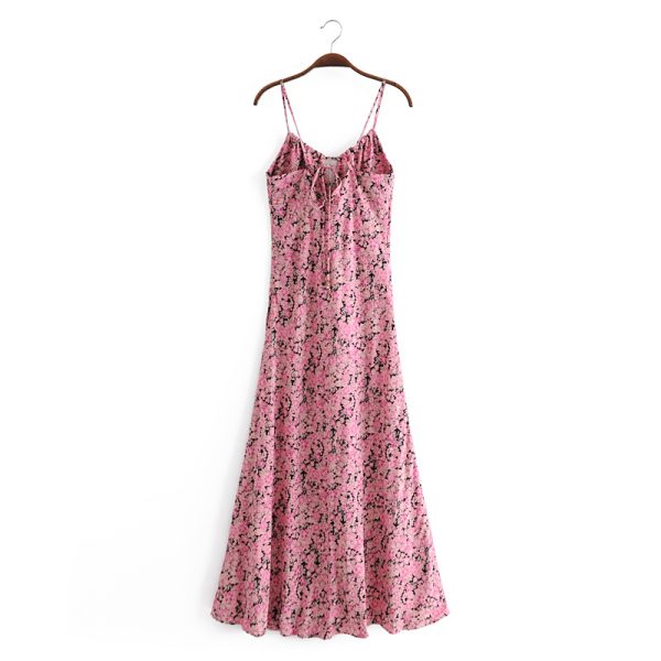 Sexy Niche Design Dress Pink Print Long Dress