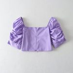 Puff Sleeve Loose Short Sleeve Casual Twisted Inner Pullover Backless Square Collar Slim Fit pirational Spaghetti Straps