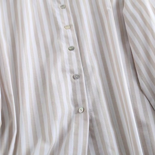 Blue Striped Shirt Women Loose Spring Autumn Korean Long Sleeve Bottoming Shirt Design Blouse