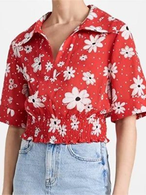 Southeast Asia Short Sleeved Shirt Women Summer Loose Printed Top Floral Shirt