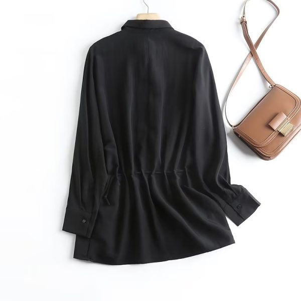 Women Lapel Long sleeved Single breasted Shirt Cardigan