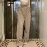 Summer Women Clothing High Waist Drawstring Hollow Out Cutout Loose Slimming All Matching Casual Pants Trousers