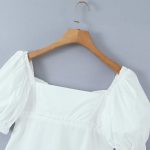 Women Puff Sleeve Single Breasted White Shirt Summer Slim Fit Figure Flattering Graceful Tops Small Shirt