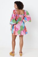 Summer Women  Rayon Floral Print off Shoulder Elastic Bust Midi Dress